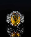 Citrine Gemstone Filigree Art Double Butterfly Detailed Women Silver Statement Ring FiligranIst