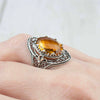 Citrine Gemstone Filigree Art Woman Silver Statement Ring FiligranIst
