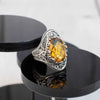 Citrine Gemstone Filigree Art Woman Silver Statement Ring FiligranIst