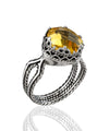 Citrine Gemstone Filigree Art Women Sterling Silver Cocktail Ring