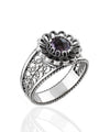 Daisy Figured Amethyst Gemstone Filigree Art Women Silver Cocktail Ring