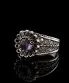 Daisy Figured Amethyst Gemstone Filigree Art Women Silver Cocktail Ring