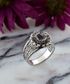 Daisy Figured Amethyst Gemstone Filigree Art Women Silver Cocktail Ring