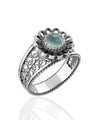 Daisy Figured Aqua Chalcedony Gemstone Filigree Art Women Silver Cocktail Ring