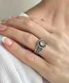 Daisy Figured Aqua Chalcedony Gemstone Filigree Art Women Silver Cocktail Ring