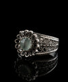 Daisy Figured Aqua Chalcedony Gemstone Filigree Art Women Silver Cocktail Ring