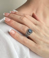 Daisy Figured Blue Quartz Gemstone Filigree Art Women Silver Cocktail Ring
