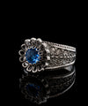 Daisy Figured Blue Quartz Gemstone Filigree Art Women Silver Cocktail Ring