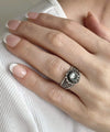 Daisy Figured Blue Topaz Gemstone Filigree Art Women Silver Cocktail Ring