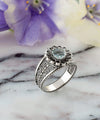 Daisy Figured Blue Topaz Gemstone Filigree Art Women Silver Cocktail Ring