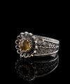 Daisy Figured Citrine Gemstone Filigree Art Women Silver Cocktail Ring