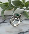 Daisy Figured Malachite Gemstone Filigree Art Women Silver Cocktail Ring