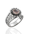 Daisy Figured Pink Chalcedony Gemstone Filigree Art Women Silver Cocktail Ring