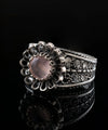 Daisy Figured Pink Chalcedony Gemstone Filigree Art Women Silver Cocktail Ring