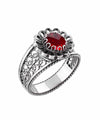 Daisy Figured Ruby Gemstone Filigree Art Women Silver Cocktail Ring