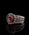 Daisy Figured Ruby Gemstone Filigree Art Women Silver Cocktail Ring