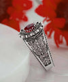 Daisy Figured Ruby Gemstone Filigree Art Women Silver Cocktail Ring