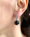 Elegant Filigree Leaf Pattern Black Onyx Gemstone Sterling Silver Woman Drop Earrings - Filigranist Jewelry