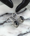 Elegant Filigree Leaf Pattern Black Onyx Gemstone Sterling Silver Woman Drop Earrings - Filigranist Jewelry