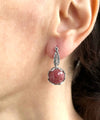 Elegant Filigree Rhodonite Sterling Silver Woman Drop Earrings - Filigranist Jewelry