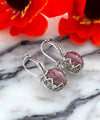 Elegant Filigree Rhodonite Sterling Silver Woman Drop Earrings - Filigranist Jewelry