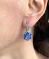 Exquisite Filigree Flower Design Blue Quartz Sterling Silver Dangle Earrings - Filigranist Jewelry