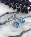 Exquisite Filigree Flower Design Blue Quartz Sterling Silver Dangle Earrings - Filigranist Jewelry