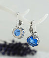 Exquisite Filigree Flower Design Blue Quartz Sterling Silver Dangle Earrings - Filigranist Jewelry
