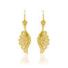 Gold plated sterling silver filigree angel wing dangle drop earrings handmade jewelry