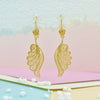 Gold Plated Silver Filigree Angel Wing Dangle Earrings