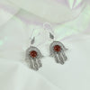 Sterling Silver Carnelian Hamsa Filigree Dangle Earrings