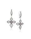 925 sterling silver Amethyst filigree cross dangle earrings with purple gemstone center