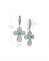 Classic sterling silver cross earrings with Blue Topaz gemstone and vintage filigree design