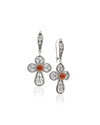 925 Silver Carnelian Filigree Cross Earrings