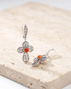 925 Silver Carnelian Filigree Cross Earrings