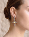 Elegant Citrine faith cross dangle earrings in sterling silver for women