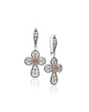 925 sterling silver Cherry Quartz filigree faith cross dangle earrings