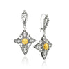925 Sterling Silver Citrine Filigree Cross Dangle Earrings