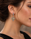 925 Sterling Silver Citrine Filigree Cross Dangle Earrings