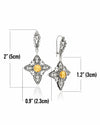 Natural Citrine sterling silver filigree cross dangle earrings for women