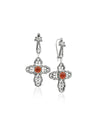 Vintage inspired Carnelian cross earrings with handmade 925 sterling silver filigree design