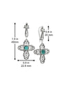 Emerald cross dangle earrings in handmade sterling silver for women