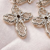 Black Onyx cross dangle earrings in handmade sterling silver for women