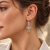 Handmade 925 silver clover cross earrings with Natural Citrine checkerboard gemstone