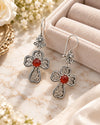 Carnelian 925 Sterling Silver Clover Cross Filigree Dangle Earrings