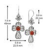 Carnelian 925 Sterling Silver Clover Cross Filigree Dangle Earrings