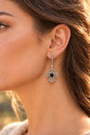 Handmade 925 silver three-petal cross earrings with Natural Black Onyx cabochon