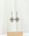 Carnelian 925 Sterling Silver Three-Petal Filigree Cross Dangle Earrings