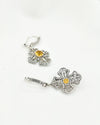 Citrine 925 Sterling Silver Three-Petal Filigree Cross Dangle Earrings