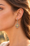 Handmade 925 silver three-petal cross earrings with Natural Citrine checkerboard gemstone